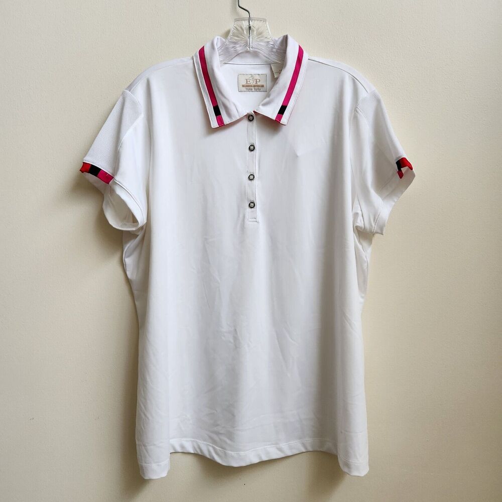 EP Pro Tour Tech Polo Shirts Women's XXL White 1/4 Button Golf Sports Athleisure